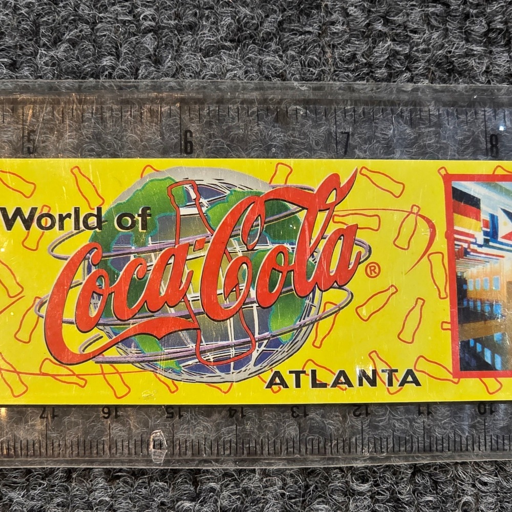 World of Coca-Cola Atlanta Souvenir Ruler 12 Inch Yellow Plastic Vintage Style - Picture 6 of 10